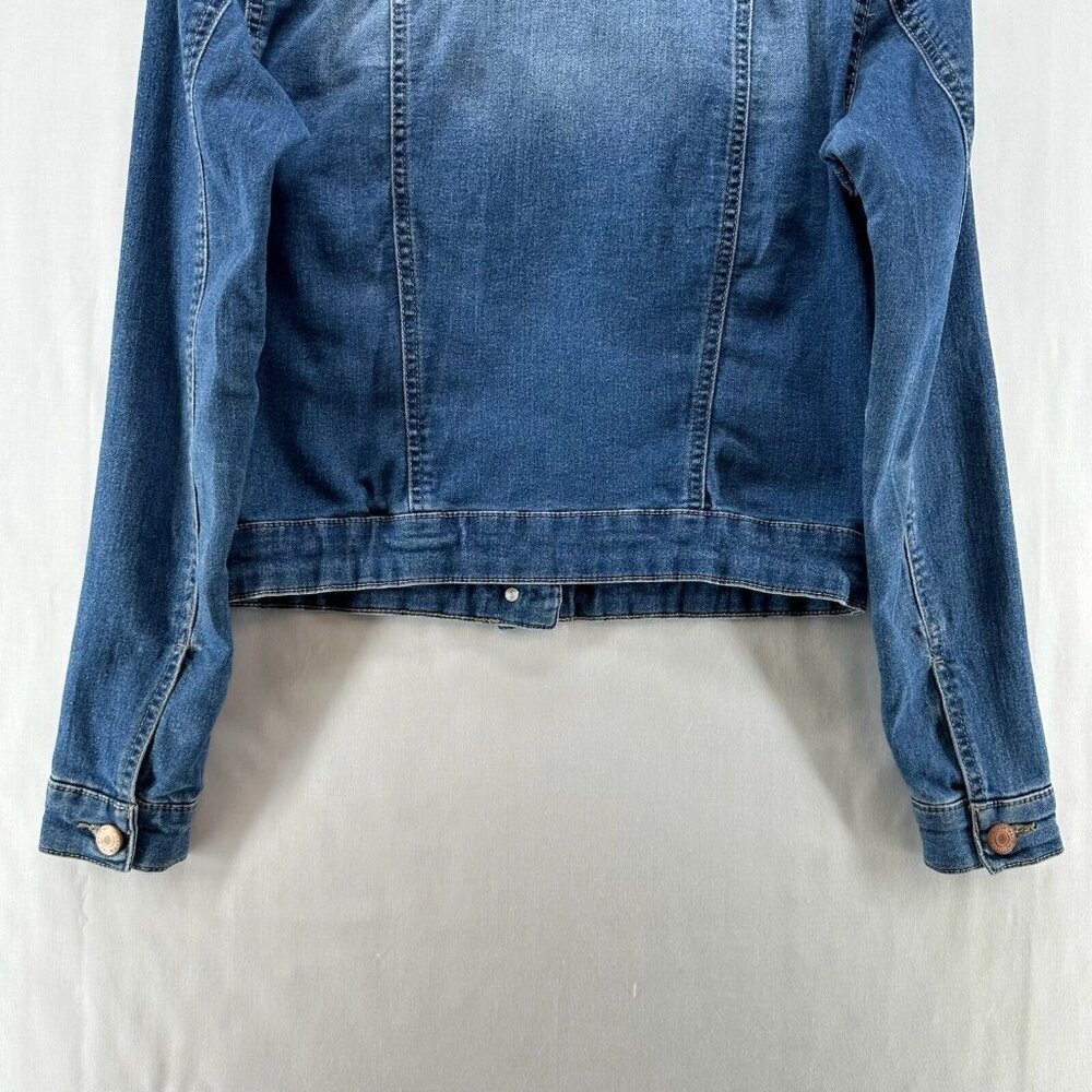 Noisy may Jacket Womens Sz M Denim Trucker Button Front Long Sleeve Stretch Blue - Picture 6 of 12